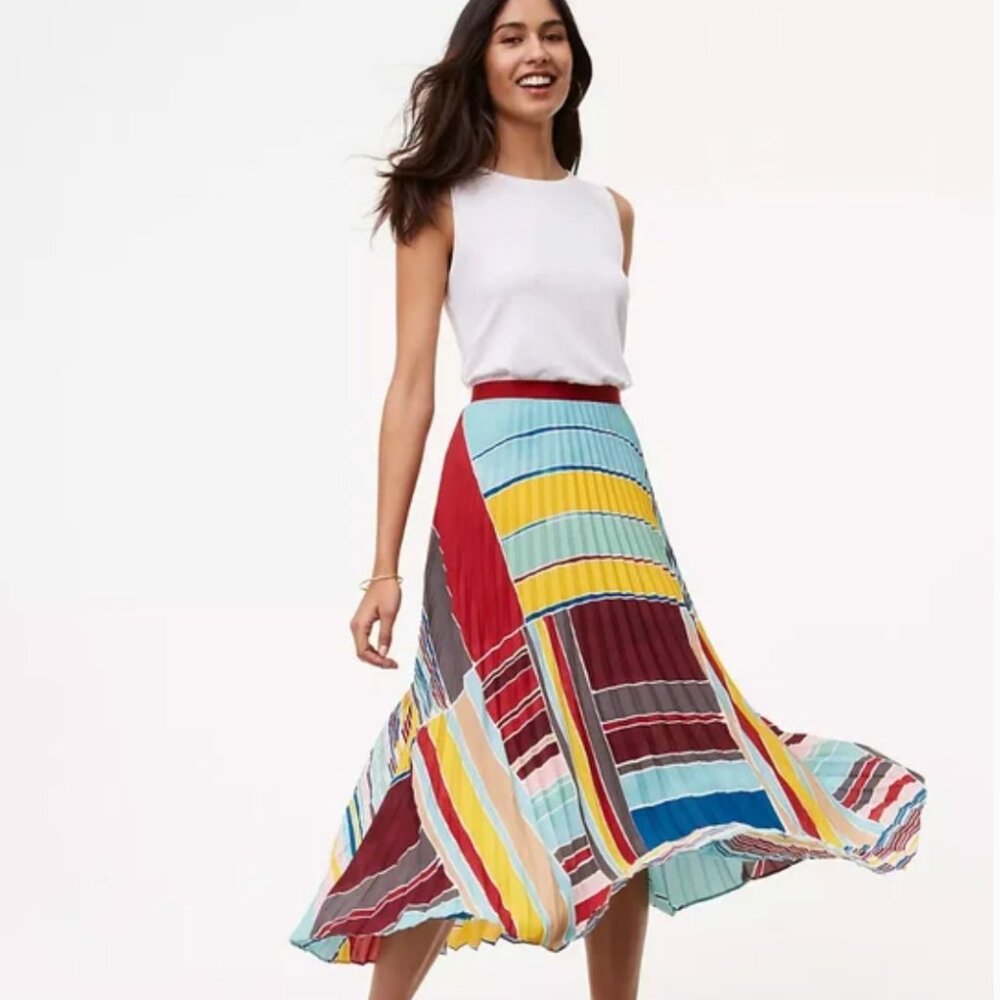 Sz 00P | Ann Taylor LOFT Cabana Pleated Maxi Skirt